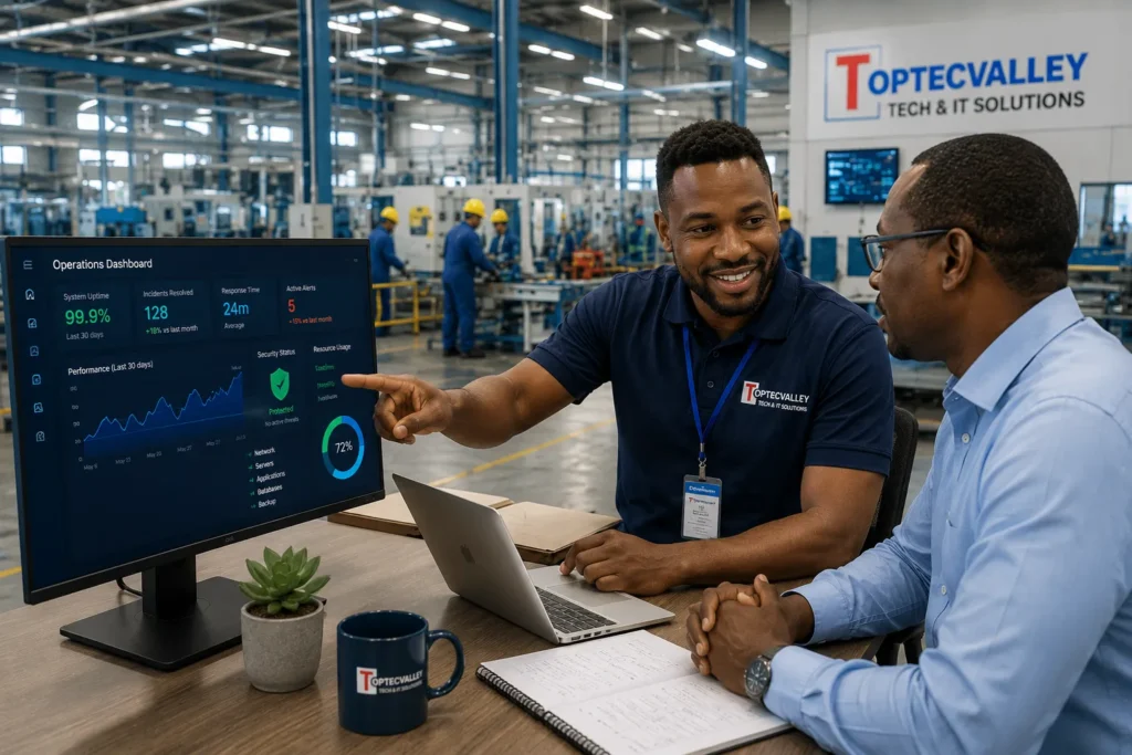 Engineer with client