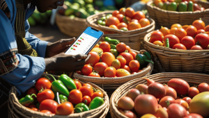 African farmer doing market analysis